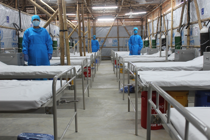 One of the 144-bed isolation and treatment centres opened by UNHCR in Cox’s Bazar, Bangladesh in May 2020. Australia Assists deployee Neil Doherty worked as an engineer for UNHCR to design the waste management systems for these facilities. Photo credit: UNHCR, L.Donovan.