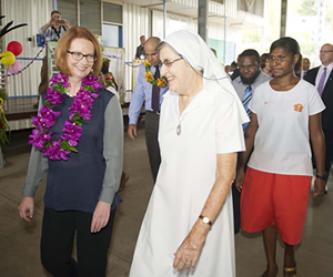 Image showing Prime Minister Julia Gillard tours the new facilities at Marianville Secondary School,  with principal Sister Angela Taylor