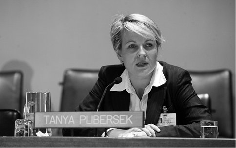 The Australian Minister for the Status of Women, Tanya Plibersek, addresses the observance of International Women's Day under the theme: 'Women and Men United End Violence against Women and Children', New York, 5 March 2009. [UN Photo/Evan Schneider]