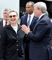Photo of Foreign Minister Kevin Rudd and US Secretary of State Hillary Clinton
