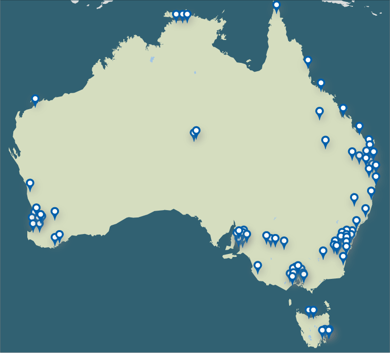 Map displaying locations