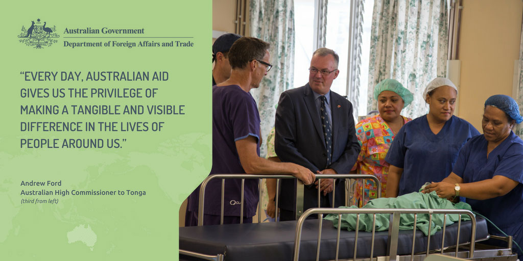 Photo of Andrew Ford and quote: Every day, Australian aid gives us the privilege of making a tangible and visible difference in the lives of people around us.