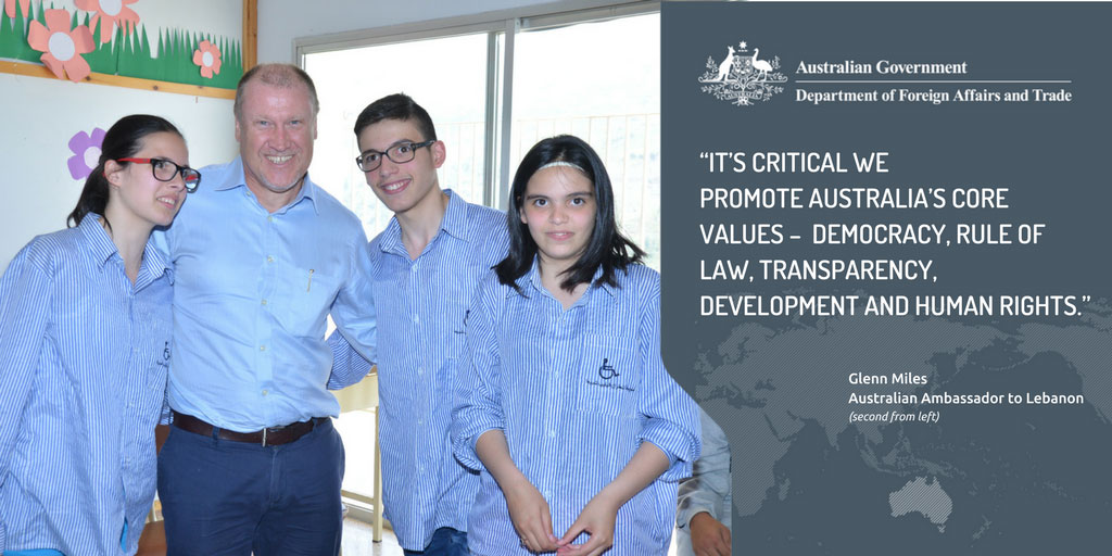 Photo of Glenn Miles and quote: It’s critical we promote our Australia’s core values –  democracy, rule of law, transparency, development and human rights.