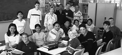 Australian and Indonesian students and teachers in classroom