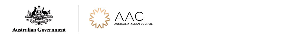 Australian crest on left and ASEAN logo on right