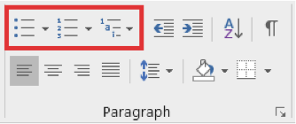 Screen shot showing how to select bullets