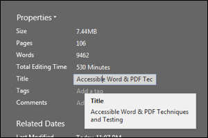 Screen shot of the document title dialog box