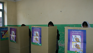 Women voting at polling booth in Afghanistan