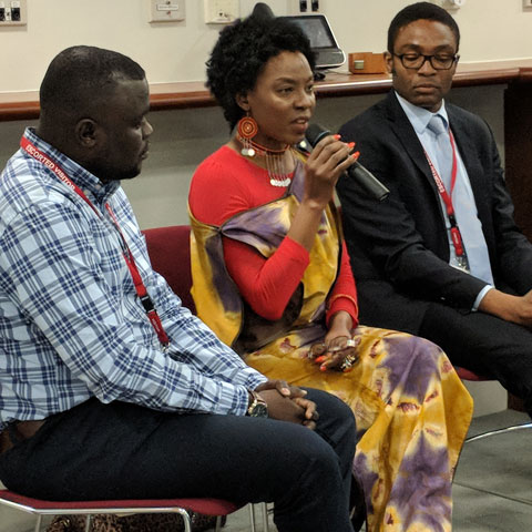 Africa Day Panel with 3 members Mr David Vincent, Dr Casta Tungaraza, Mr Fred.