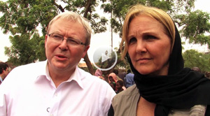 Video of Mr Rudd and Ms Sheeran in Somalia