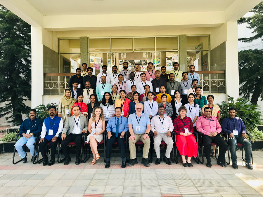 A group photo of University of Melbourne staff with workshop participants in Bengaluru on 07 Feb 2020.