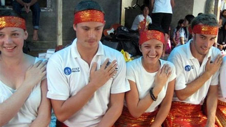 Photo of four participants in the Australia-Indonesia Youth Exchange Program