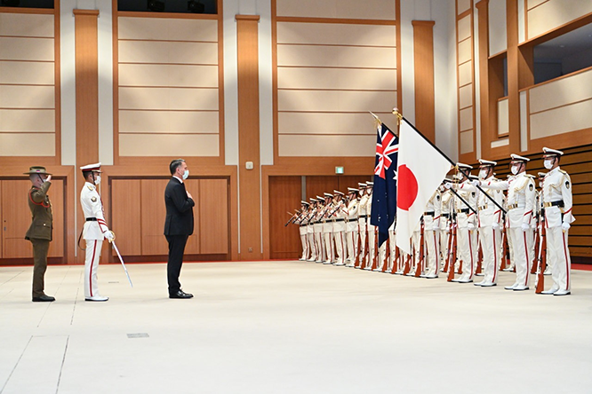 Deputy Prime Minister Richard Marles at a Honour Guard ceremony in Japan