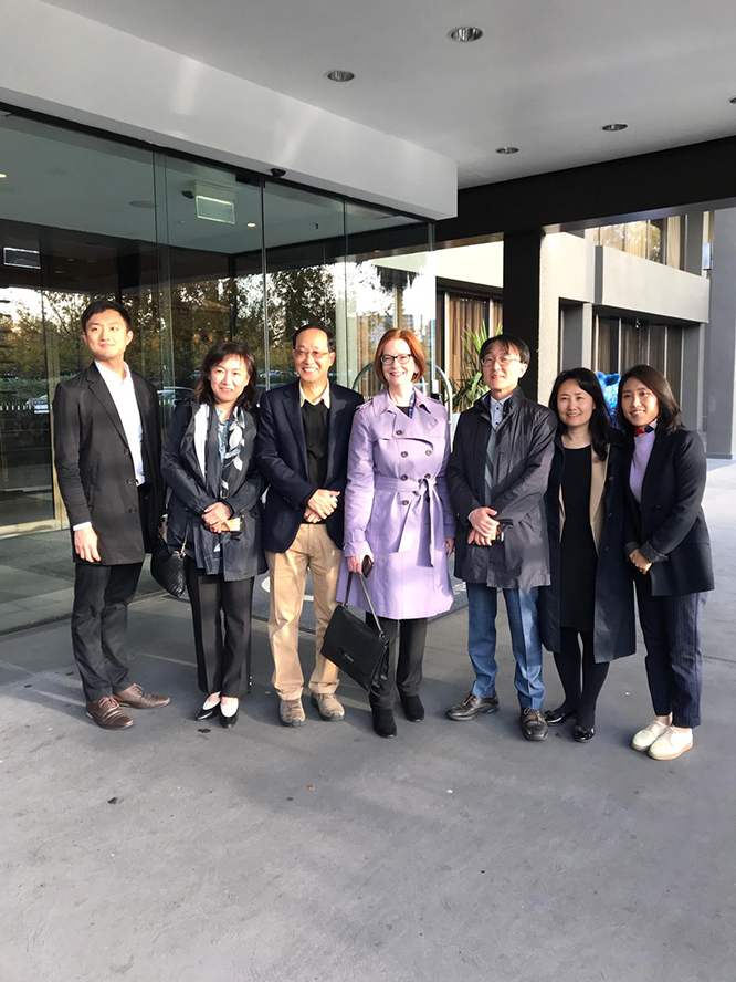 The 2019 delegation of Korean journalists meeting former Prime Minister Julia Gillard while visiting Canberra
