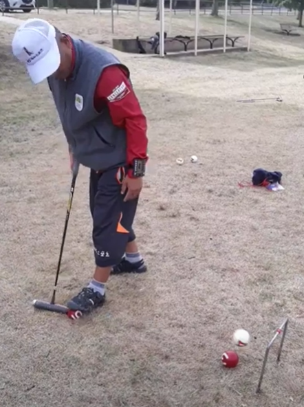 Man playing gateball