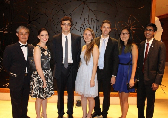 Rong Zhai (second right) with fellow New Colombo Plan scholars in Singapore.