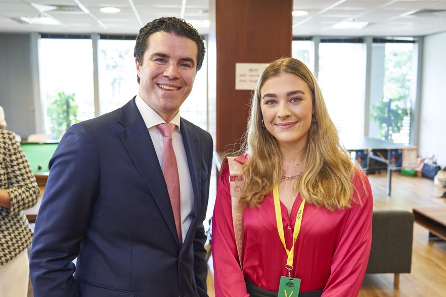 Amelia Frey with Minister Ian Watt