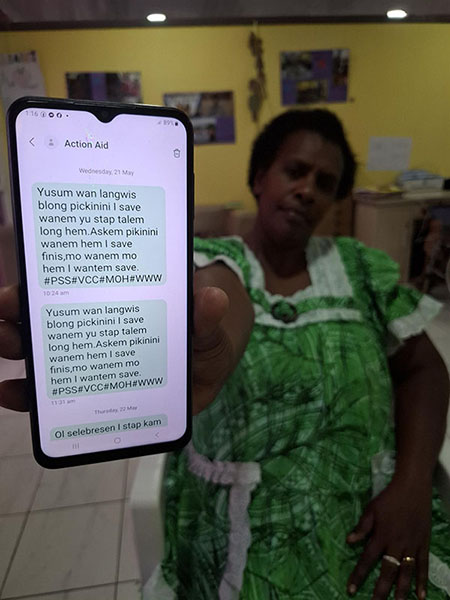 Women holding a mobile phone