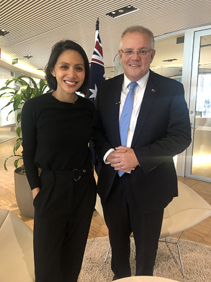 Image of Andini Effendi and PM Scott Morrison