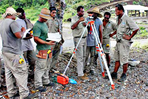 Photo of students learning how to level in Samoa
