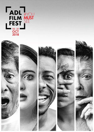 Photos of 5 faces and the ADL Film Fest logo.