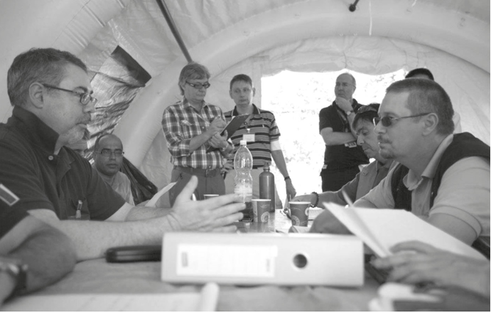 ASNO officer, Mr Malcom Coxhead, representing the fictional country of Forestia, at the CTBTO On-Site Inspection exercise in Austria, September 2012.