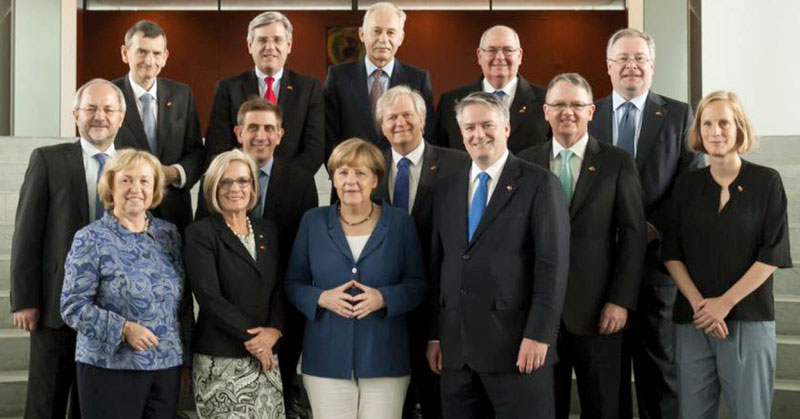 Members of the Australia-Germany Advisory Group meet German Chancellor Angela Merkel in Berlin