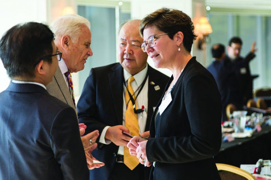 Photo of people mingling at the Griffith Asia Institute Australia Japan Dialogue 2019.