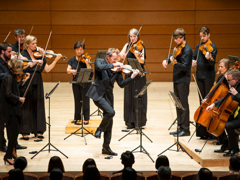 Musicians playing string instruments.