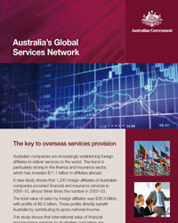 Front cover of the Australia's Global Services Network publication