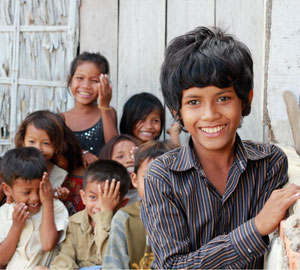 Young Cambodian boy who has undergone sight-restoring surgery