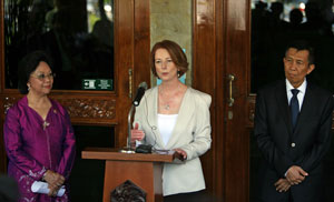 Australian Prime Minister Julia Gillard announcing an AUD 50 million health program and 60 health scholarships over three years.