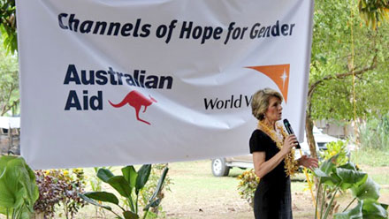 Julie Bishop speaking during her visit to Honiara