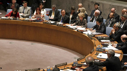 Foreign Minister Julie Bishop chairs a meeting of the United Nations Security Council in New York. Credit: Trevor Collens