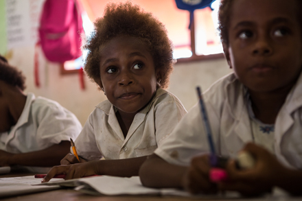 School children in class at Norsup Primary School