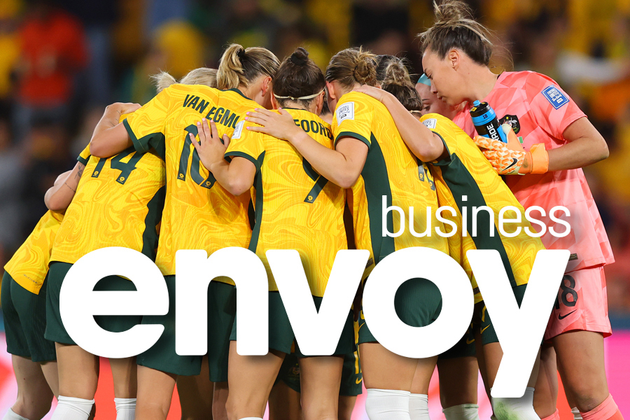 The Matildas in a huddle at the 2023 FIFA Women’s World Cup. 