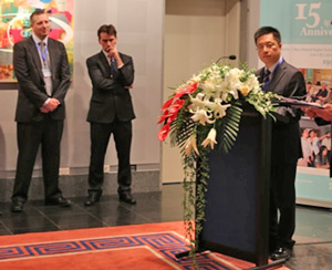 Photo of Geoff Bowan, Justin Hayhurst, and Dr Qian Bo