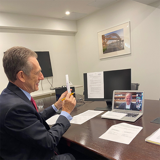 ALABC Chair Richard Andrews leading a webex business discussion.
