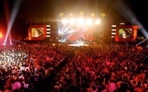 Concert audience and stage