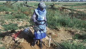 Scanning for mines in Afghanistan