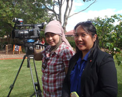 Devianti and Nita covering a daycare playground re-opening event at Toowomba, Queensland.