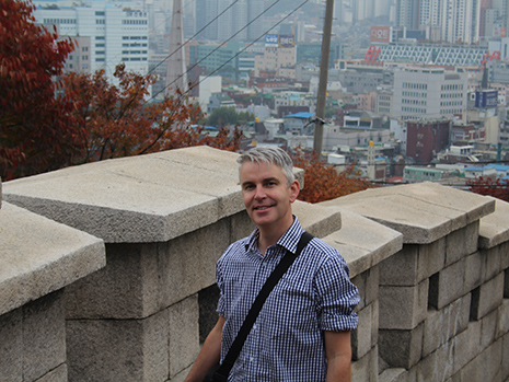 Dr Richards explores the Seoul Fortress Wall (Photo courtesy of Dr Richards)