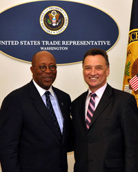 Photo of Dr Emerson and US Trade Representative Ron Kirk in Washington