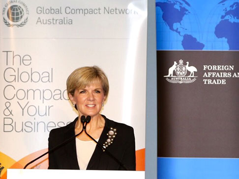 Julie Bishop speaking at the launch.