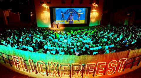 A crowded movie theatre