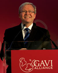 Photo of Foreign Minister Kevin Rudd at the GAVI Conference in London