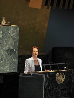 Prime Minister Julia Gillard addresses the UNGA Conference