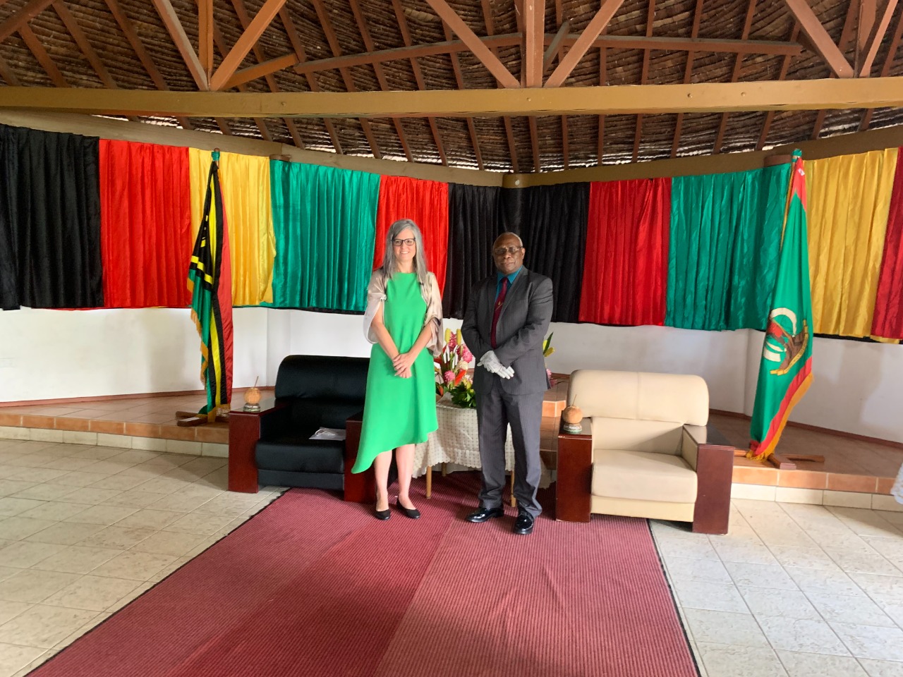 Australia’s High Commissioner to Vanuatu, Her Excellency Ms Heidi Bootle presenting her credentials to the President of Vanuatu, His Excellency Pastor Obed Moses Tallis.