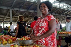 Woman selling apples