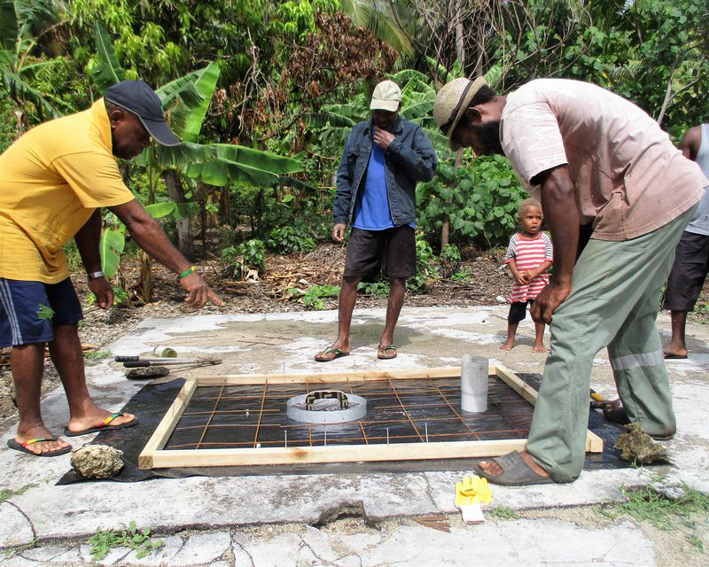 Preparing a slab for a trial sanitation unit